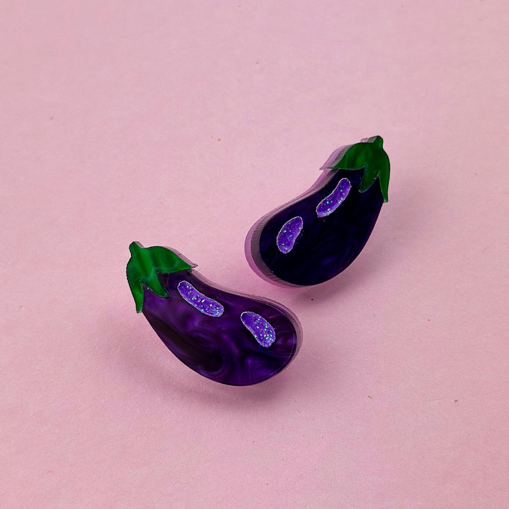 Aubergine Statement Stud Earrings