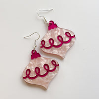 Bauble Dangle Earrings - Pink & Pearl