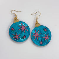 Bauble Dangle Earrings - Blue & Pink