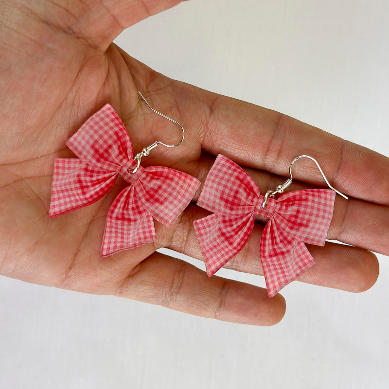 Gingham Bow Earrings *REDUCED/ SLIGHT SECONDS*