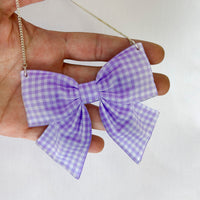 Gingham Bow Large Statement Necklace