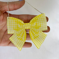 Gingham Bow Large Statement Necklace *REDUCED/ SLIGHT SECONDS*