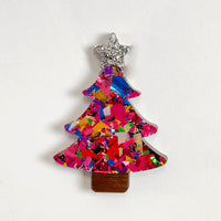 Colour Pop Confetti Christmas Tree Brooch - Pink