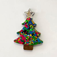 Colour Pop Confetti Christmas Tree Brooch - Green