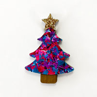 Colour Pop Confetti Christmas Tree Brooch - Purple
