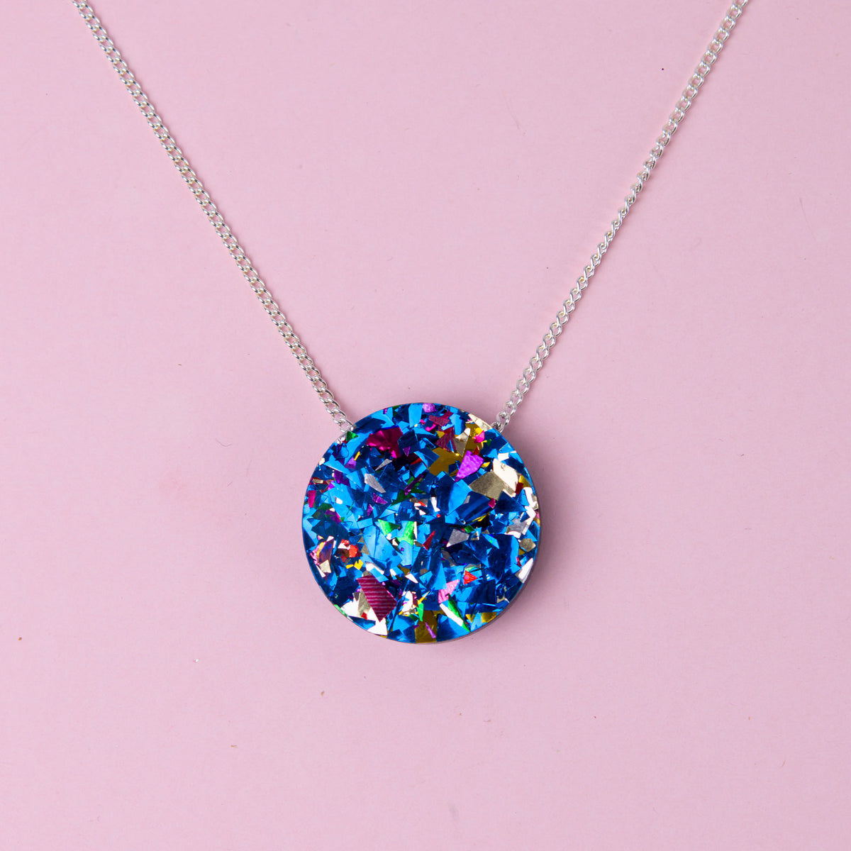 Colour Pop Confetti Dot Necklace - Blue