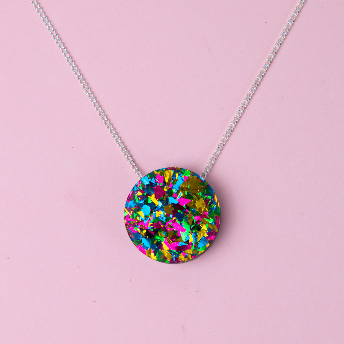 Colour Pop Confetti Dot Necklace - Green
