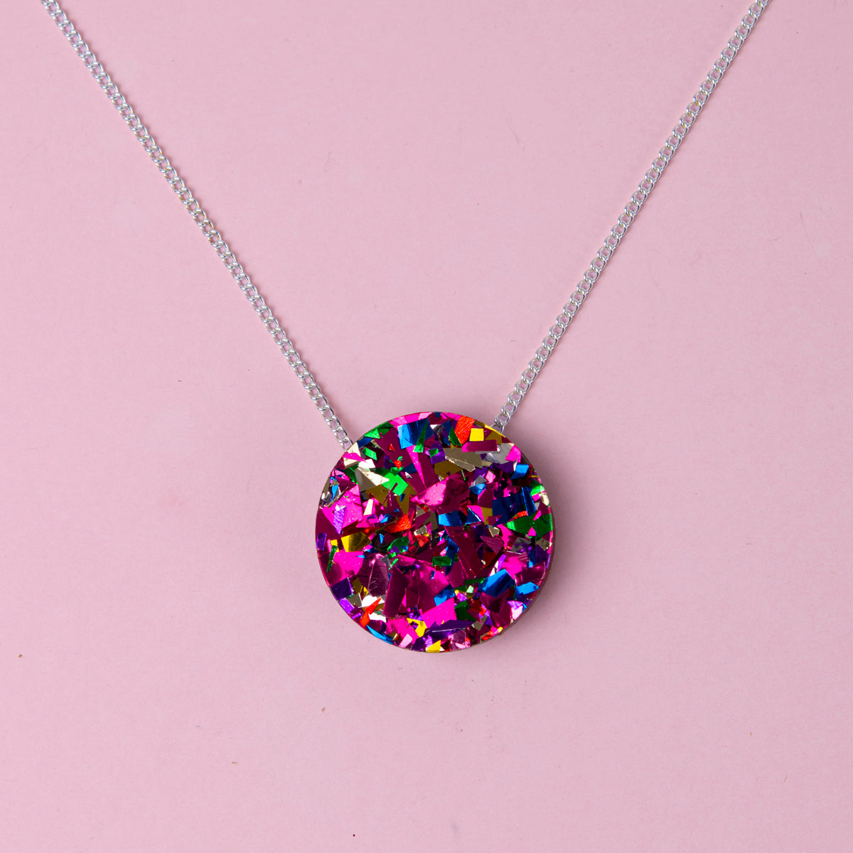 Colour Pop Confetti Dot Necklace - Pink