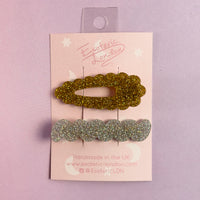 Scallop & Wiggle Disco Hair Clips - Silver & Gold