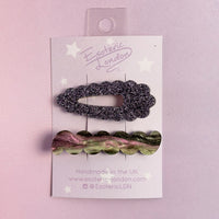 Scallop & Wiggle Disco Hair Clips - Gunmetal
