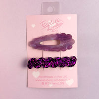 Scallop & Wiggle Disco Hair Clips - Lilac
