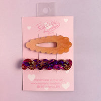 Scallop & Wiggle Disco Hair Clips - Orange & Rose