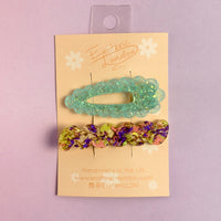Scallop & Wiggle Disco Hair Clips - Pale Turquoise & Sea Shell
