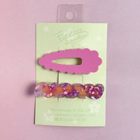 Scallop & Wiggle Disco Hair Clips - Pink