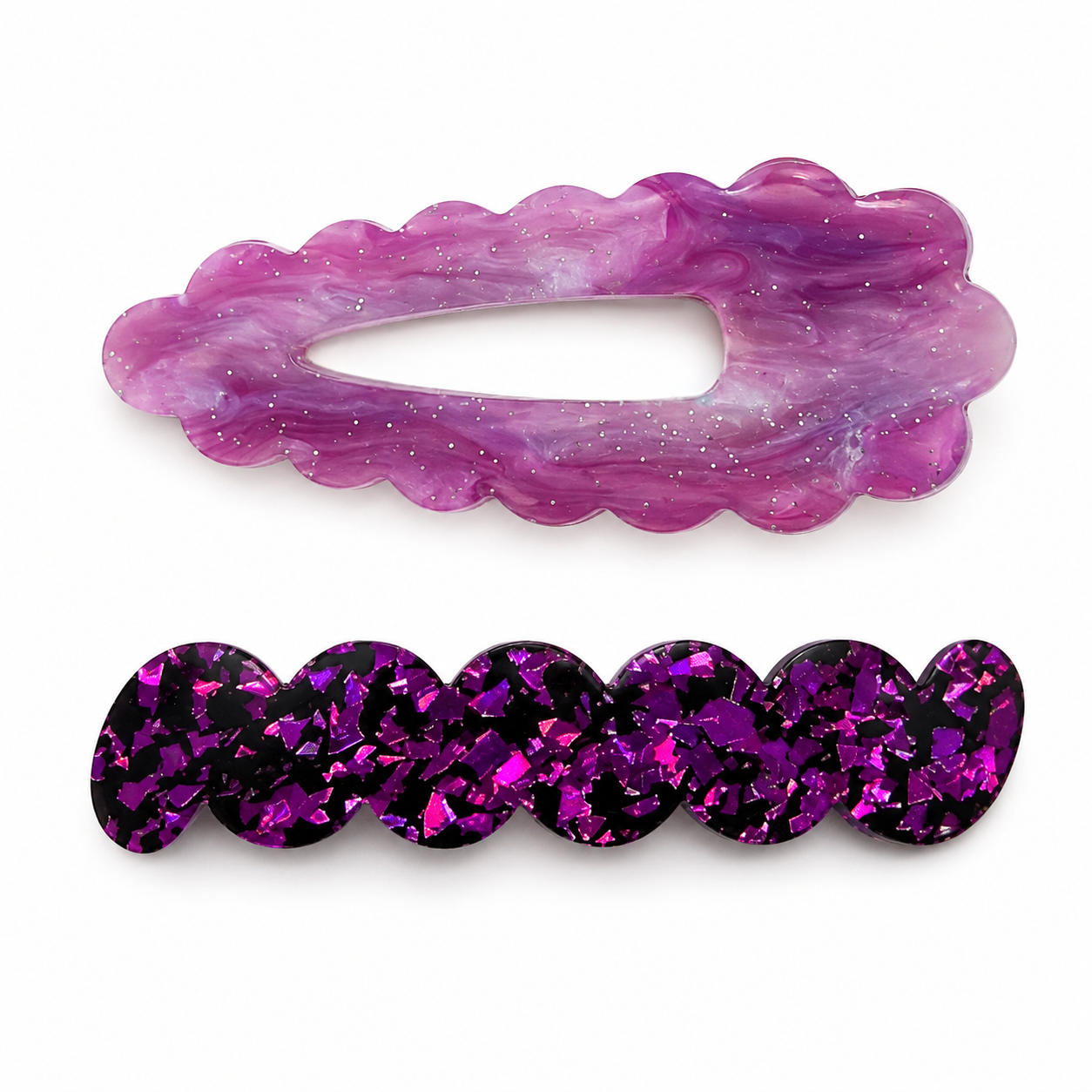 Scallop & Wiggle Disco Hair Clips - Lilac