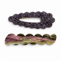 Scallop & Wiggle Disco Hair Clips - Gunmetal
