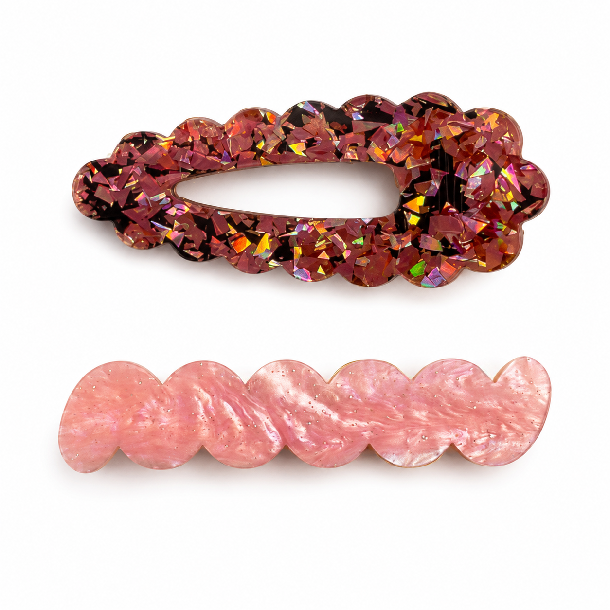 Scallop & Wiggle Disco Hair Clips - Rose Gold