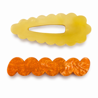 Scallop & Wiggle Disco Hair Clips - Lemon & Orange