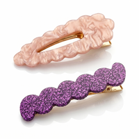 Scallop & Wiggle Disco Hair Clips - Pink & Lilac