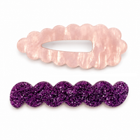 Scallop & Wiggle Disco Hair Clips - Pink & Lilac