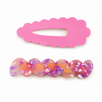 Scallop & Wiggle Disco Hair Clips - Pink
