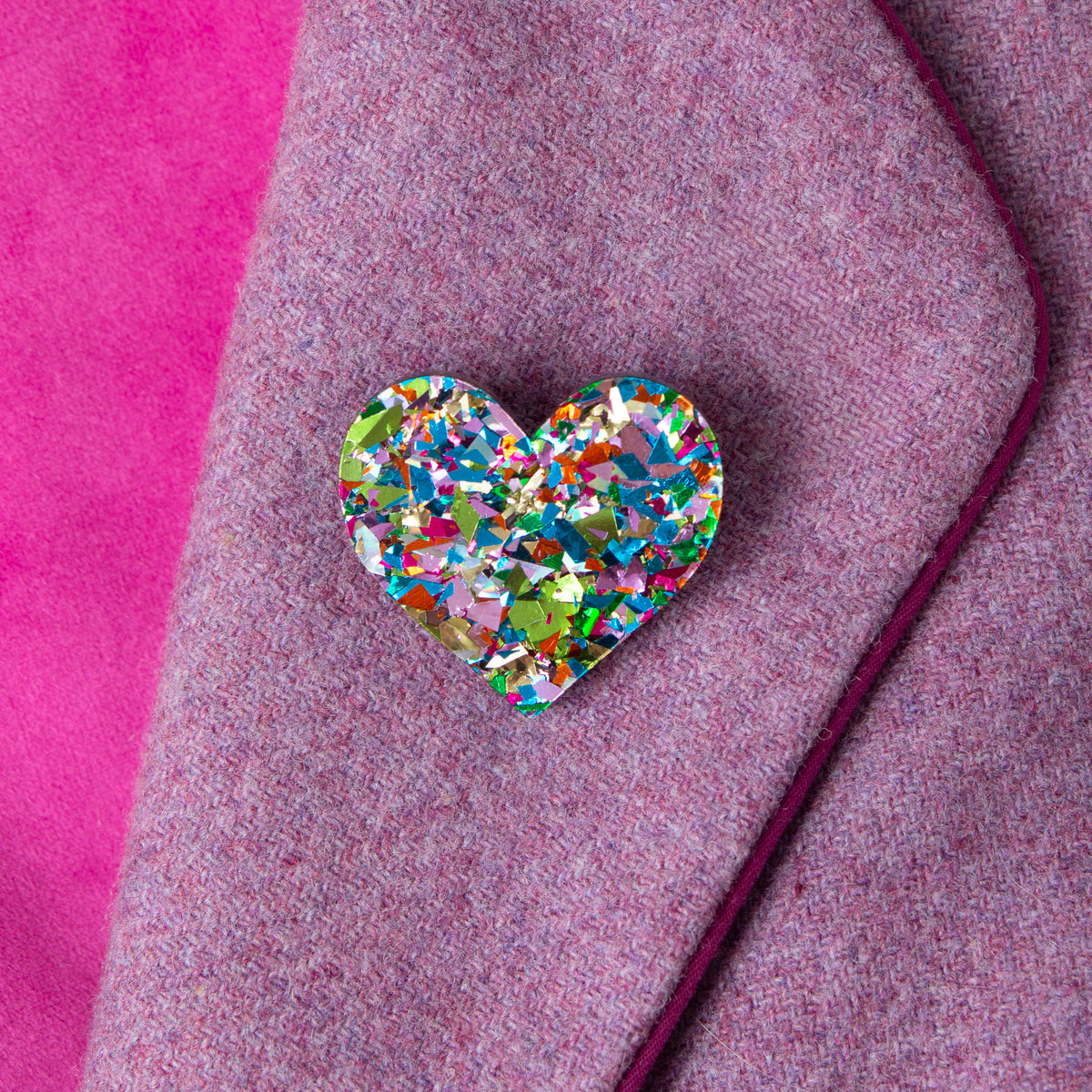 Colour Pop Confetti Heart Brooch - Rainbow