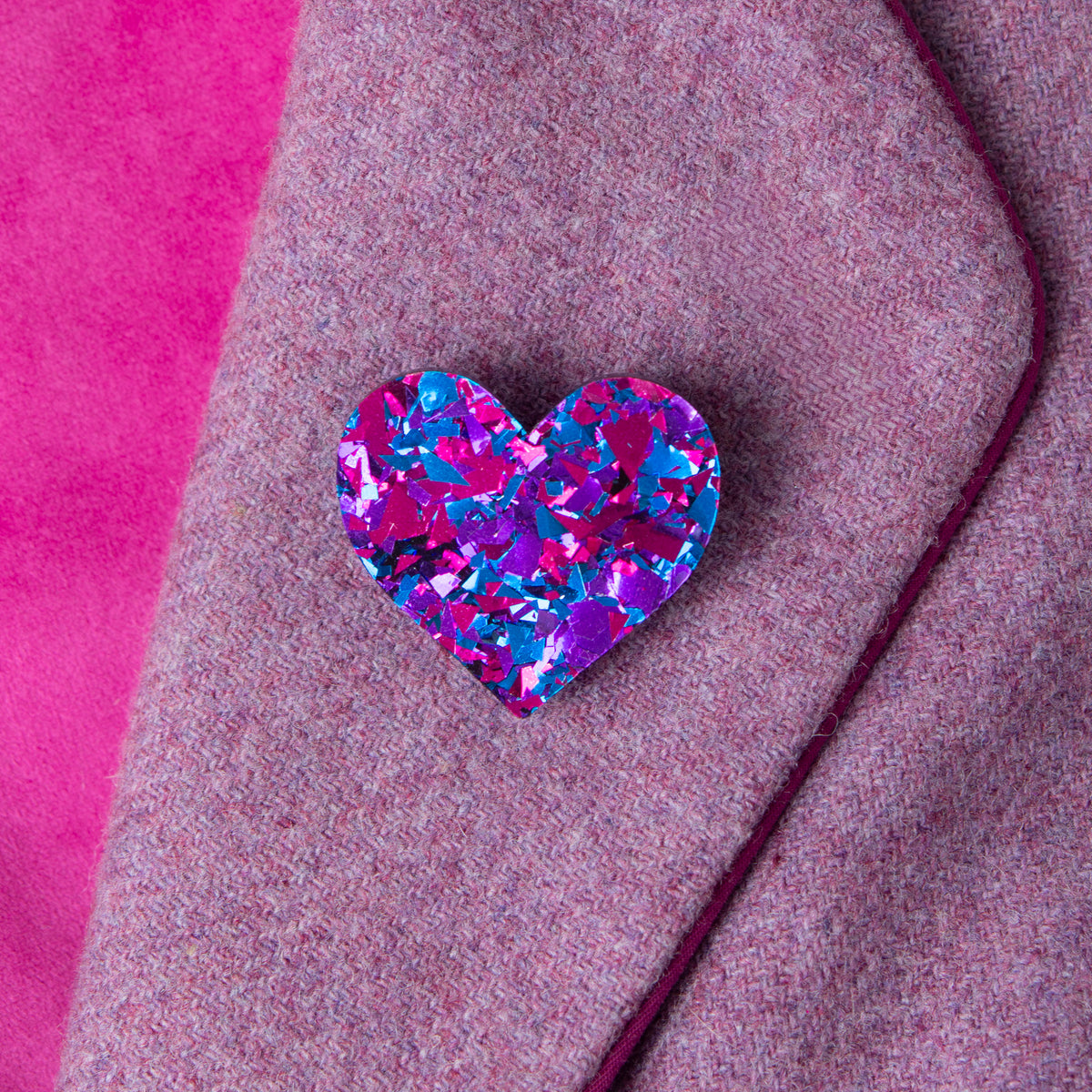 Colour Pop Confetti Heart Brooch - Purple