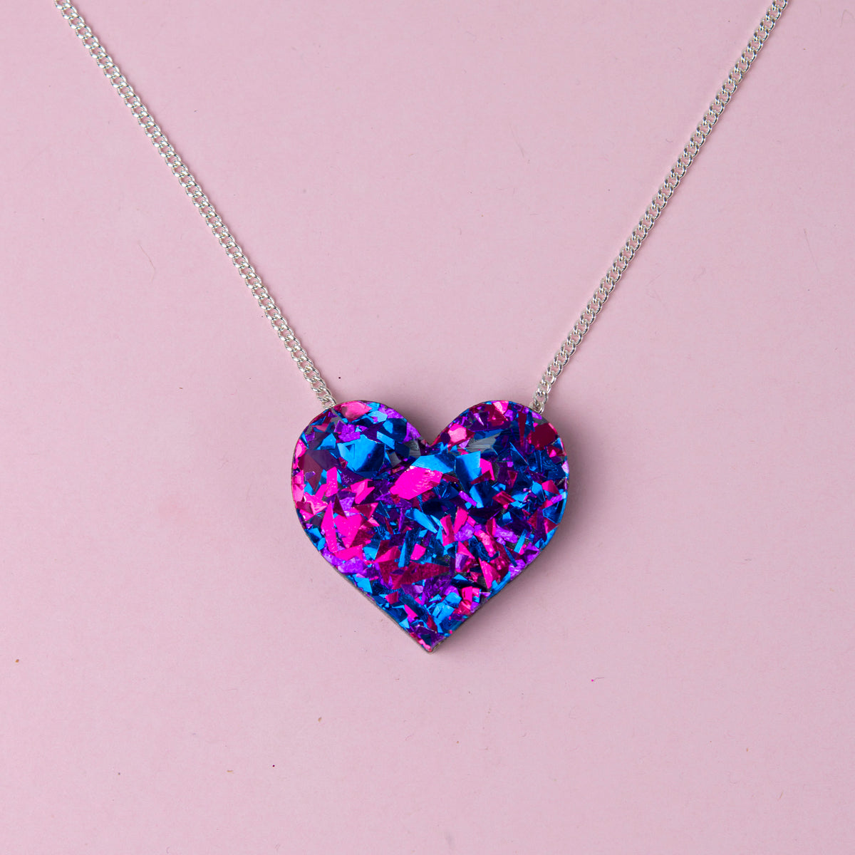 Colour Pop Confetti Heart Necklace - Purple