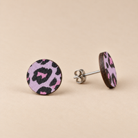 Wild Lilac Cheetah Print Stud Earrings