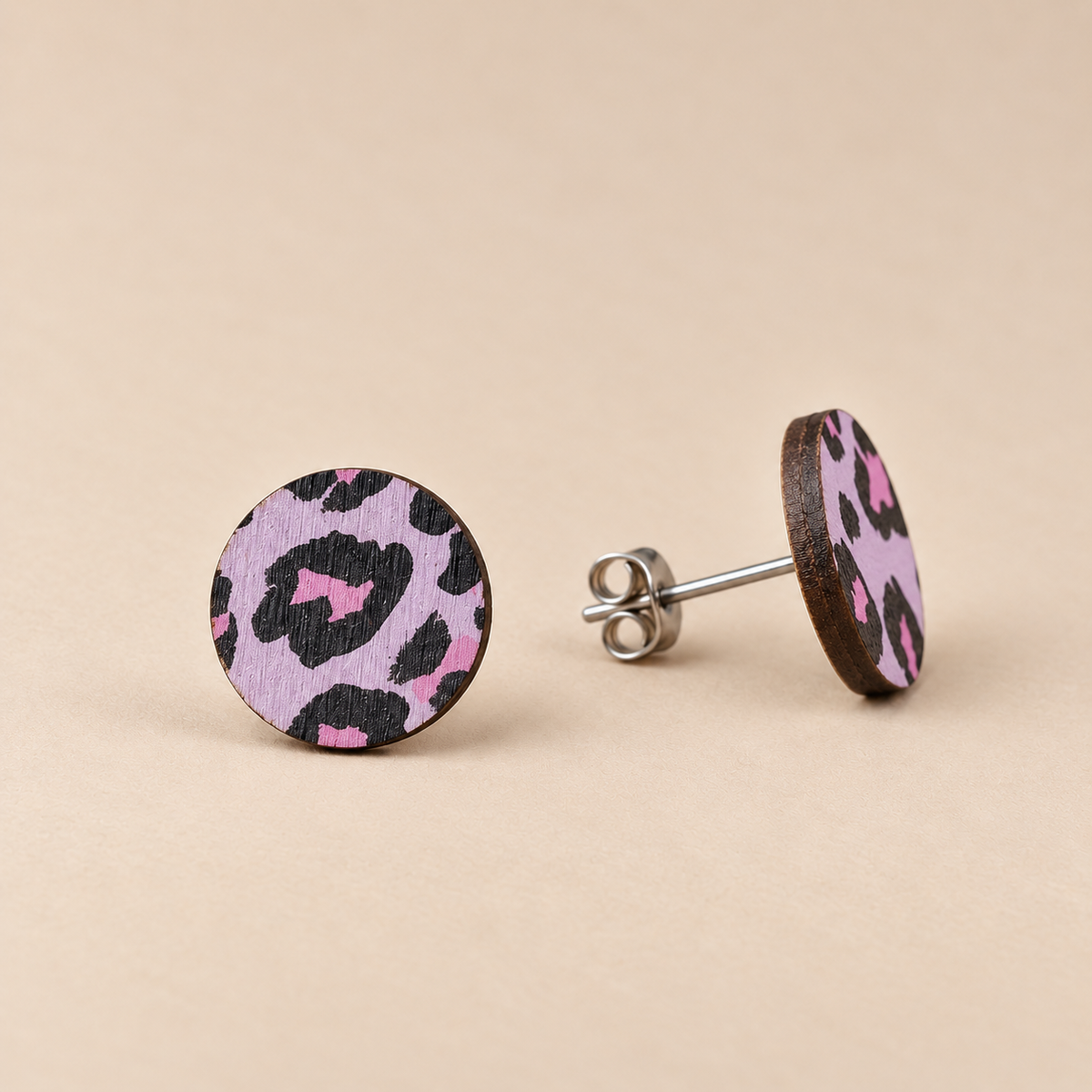 Wild Lilac Cheetah Print Stud Earrings
