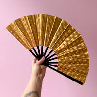 Medium Holographic Fabric Hand Fans