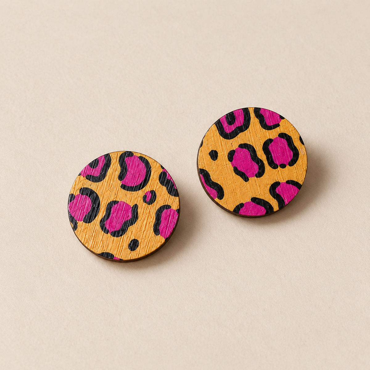Wild Orange Leopard Print Stud Earrings