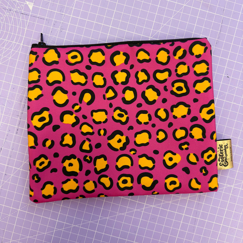 Pink Leopard Print Zip Up Bag