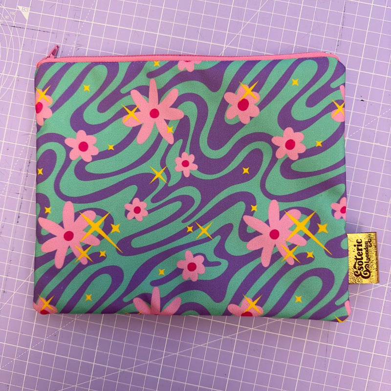 Floral Swirls Print Zip Up Bag