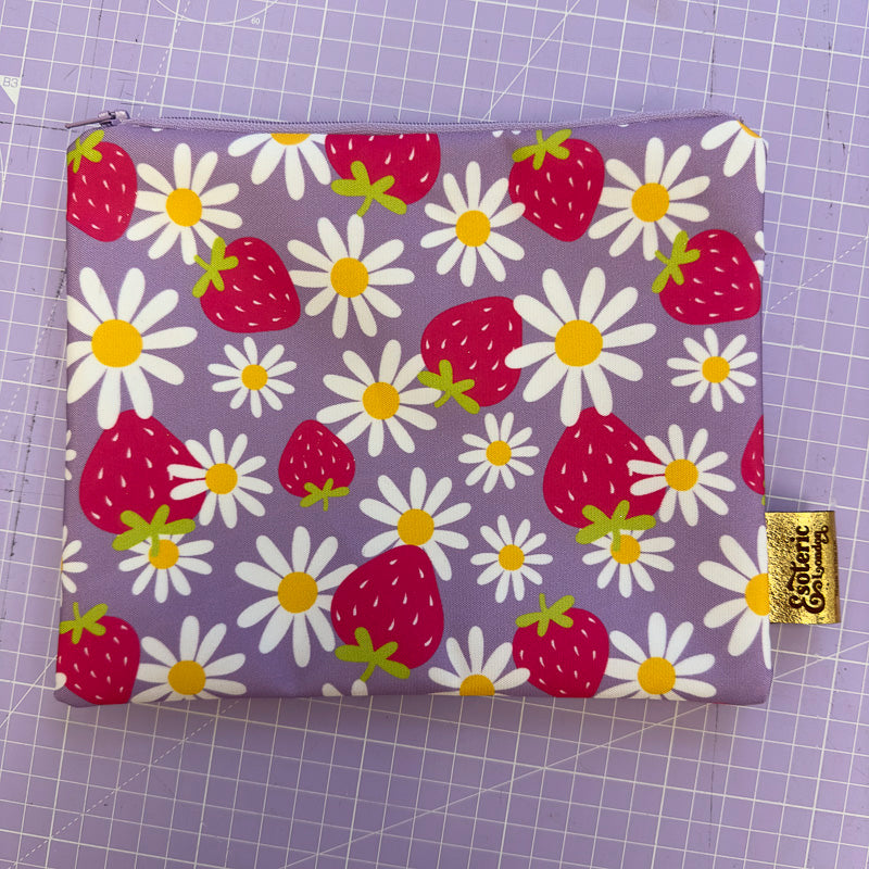 Strawberries & Blossom Print Zip Up Bag