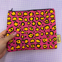 Pink Leopard Print Zip Up Bag