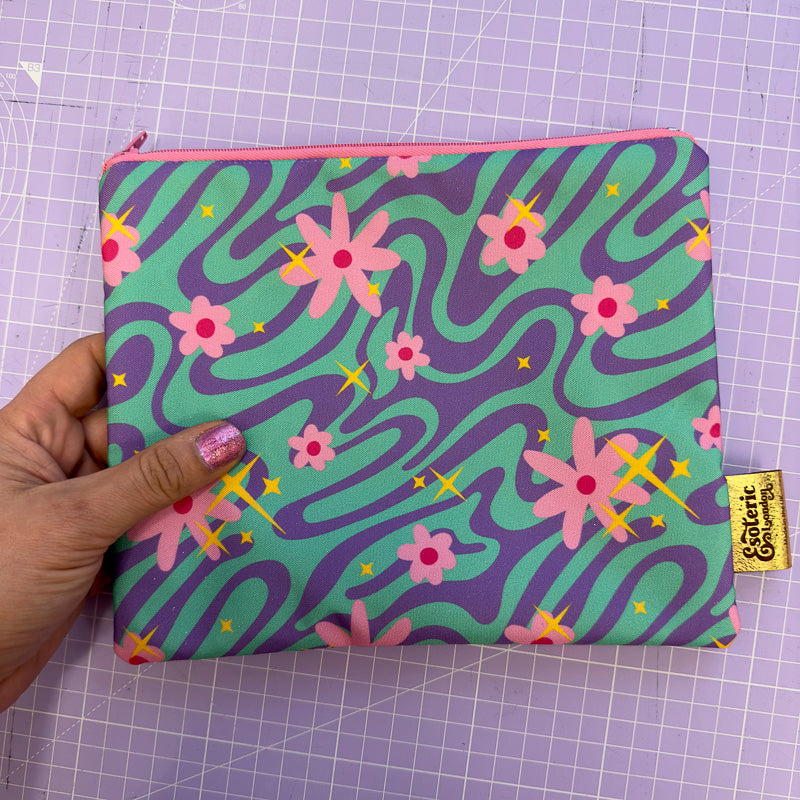 Floral Swirls Print Zip Up Bag