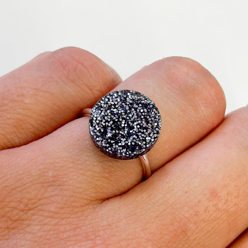 Glitter Dot Sterling Silver Rings