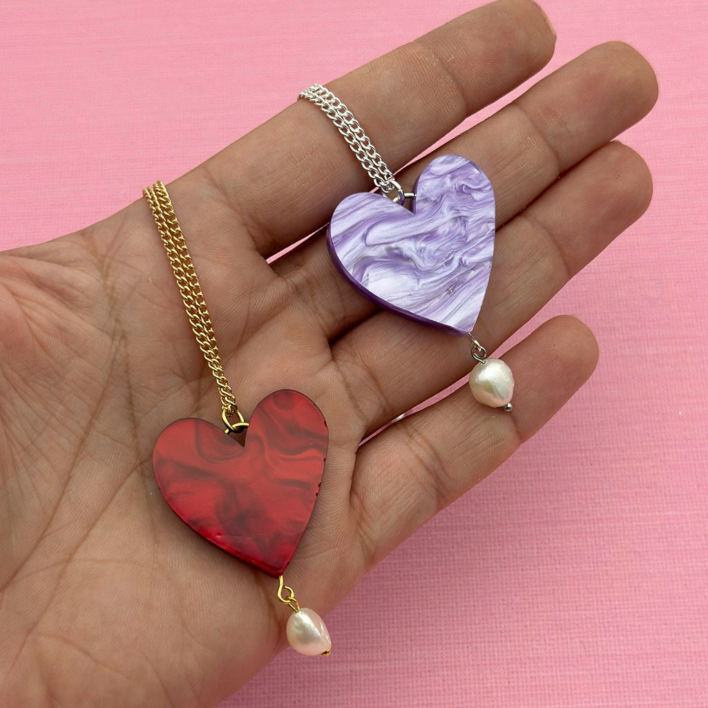 Heart Necklace with Pearl *SAMPLE*