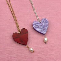 Heart Necklace with Pearl *SAMPLE*