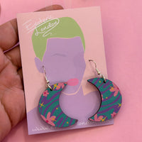 Moon Printed Wooden Dangle Earrings *SAMPLES*