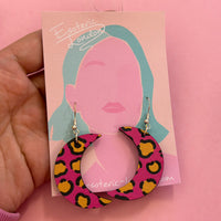 Moon Printed Wooden Dangle Earrings *SAMPLES*