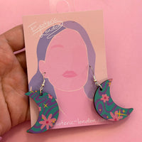 Moon Printed Wooden Dangle Earrings *SAMPLES*
