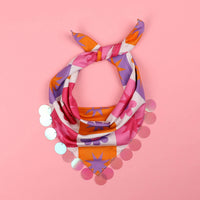 Sequin Scarf - Retro Floral Squares Print