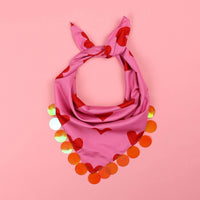 Sequin Scarf - Pink & Red Hearts Print