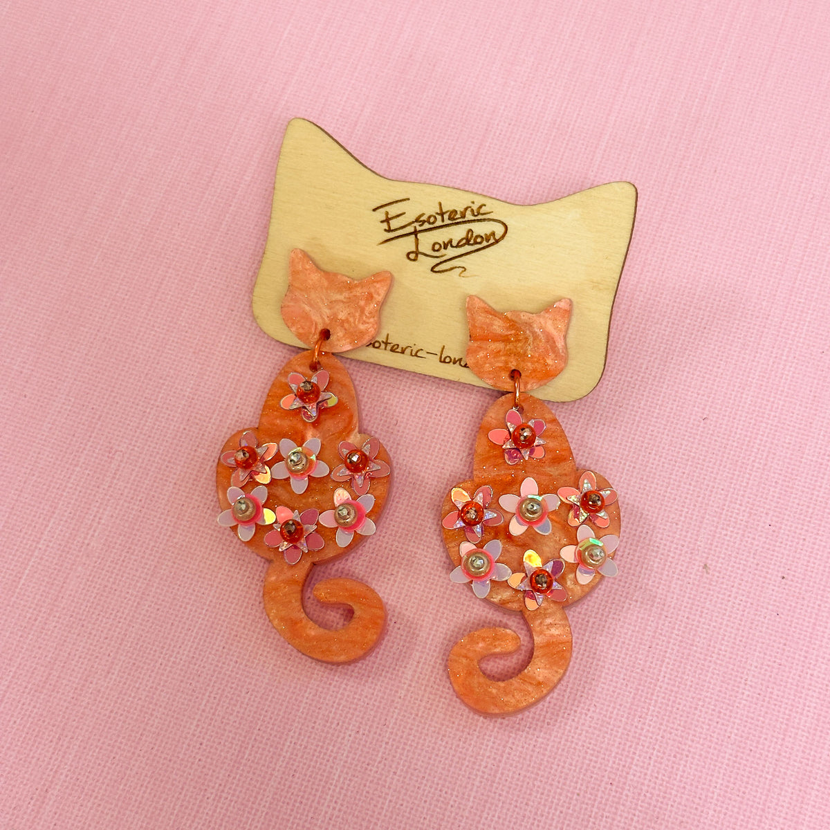 Embellished Cat Dangle Earrings *SAMPLE*