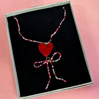 Beaded Heart Bow Necklace *SAMPLE*