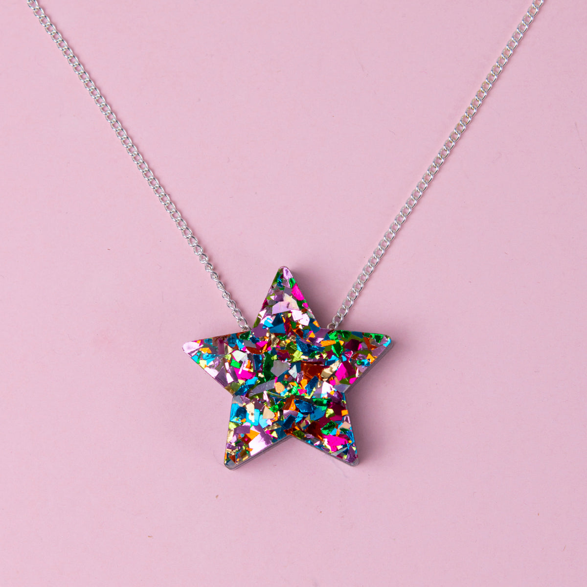 Colour Pop Confetti Star Necklace - Rainbow