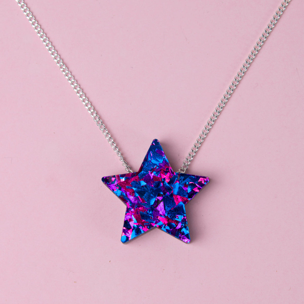 Colour Pop Confetti Star Necklace - Purple