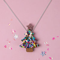 Colour Pop Confetti Christmas Tree Necklace - Rainbow